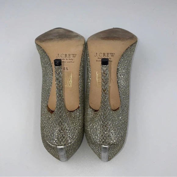 J. Crew made in Italy silver metallic pointy toe pumps heels - Picture 5 of 6